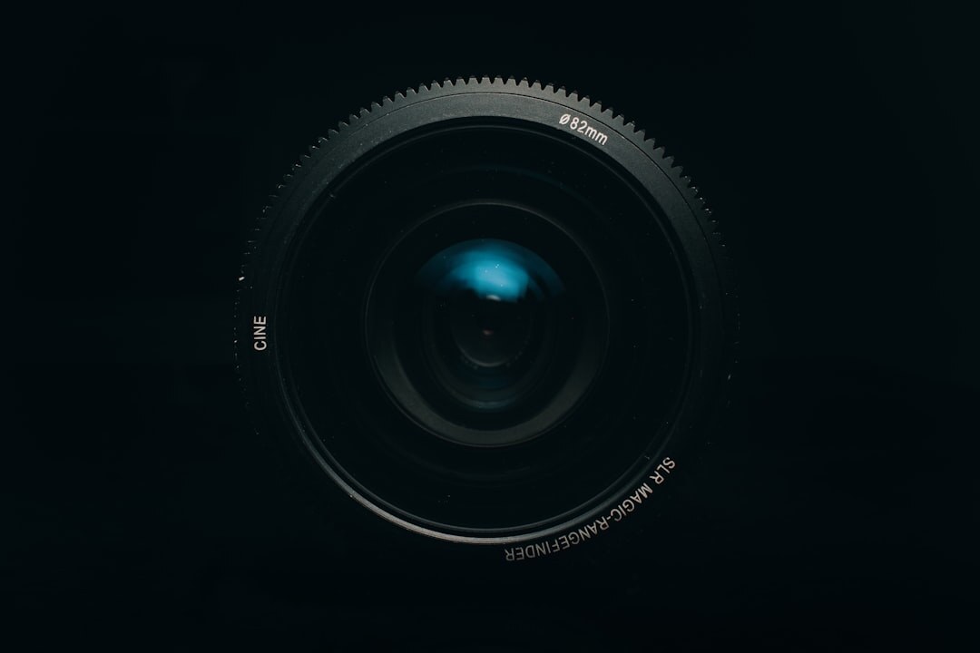 Close-up of a professional camera lens
