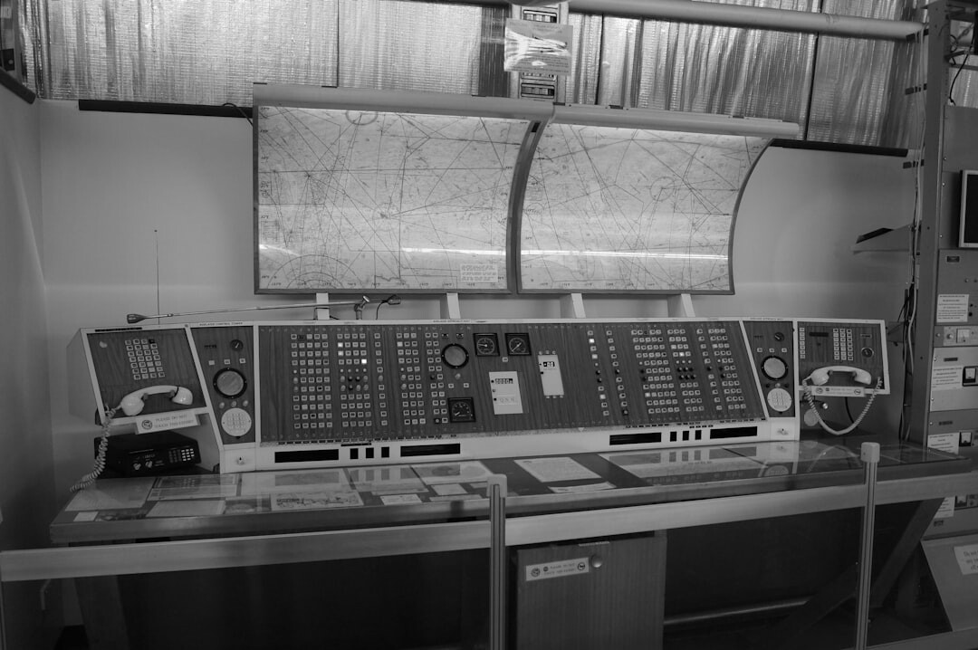 Broadcast control room with multiple video screens